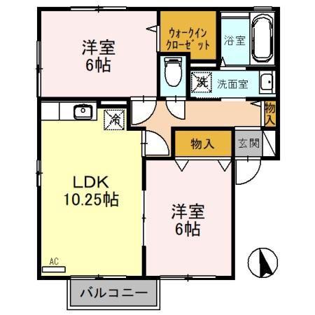 アミターバーB棟(2LDK/2階)の間取り写真