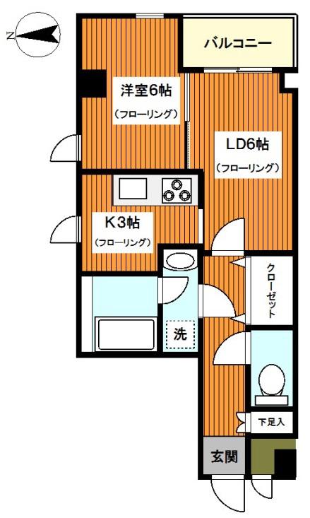 KDXレジデンス天王町(1LDK/5階)の間取り写真