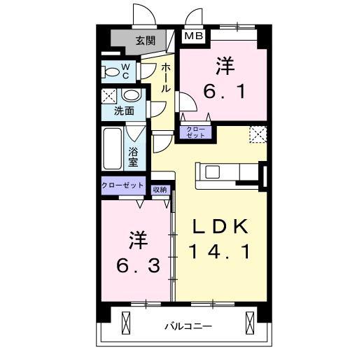 アルコ・イーリス(2LDK/4階)の間取り写真