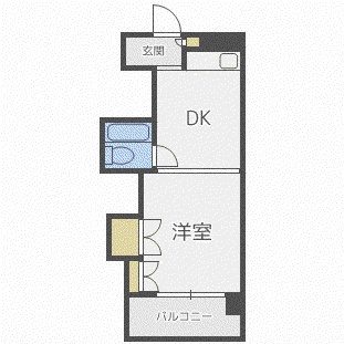 ノースタウンハウス(1DK/9階)の間取り写真