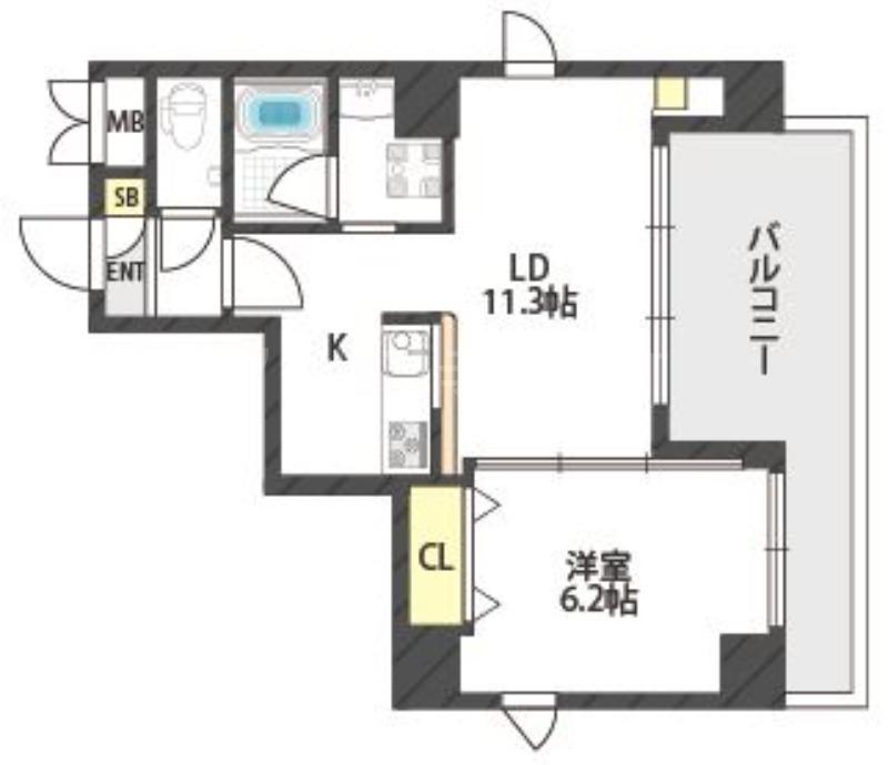ルリーフ真法院(1LDK/8階)の間取り写真