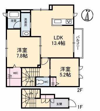 ダイアナ(2LDK/2階)の間取り写真