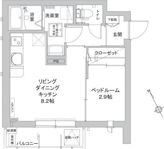 カーサグランデ本八幡(1LDK/1階)の間取り写真