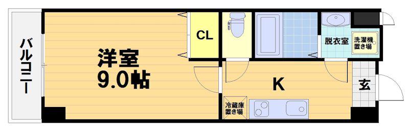 エリーフラッツ桂南(1K/3階)の間取り写真
