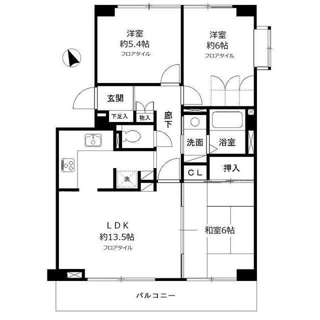 グロースメゾン海神(3LDK/3階)の間取り写真