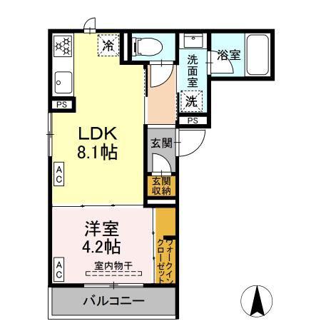 D-ABANICO(1LDK/2階)の間取り写真