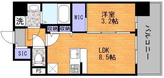 エスリードレジデンス ザ・グラン都島ノア(1LDK/3階)の間取り写真