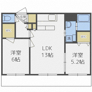 PARK VILLAGE SAPPORO(2LDK/4階)の間取り写真