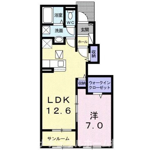 アイパレット ノダ B(1LDK/1階)の間取り写真