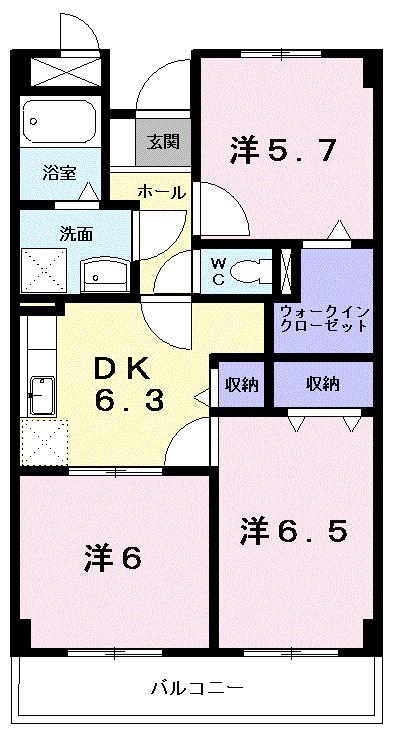 リヴェール須舞(3DK/2階)の間取り写真