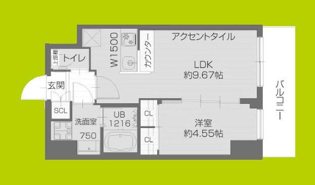 プレジオ武庫川ASIAN(1LDK/3階)の間取り写真