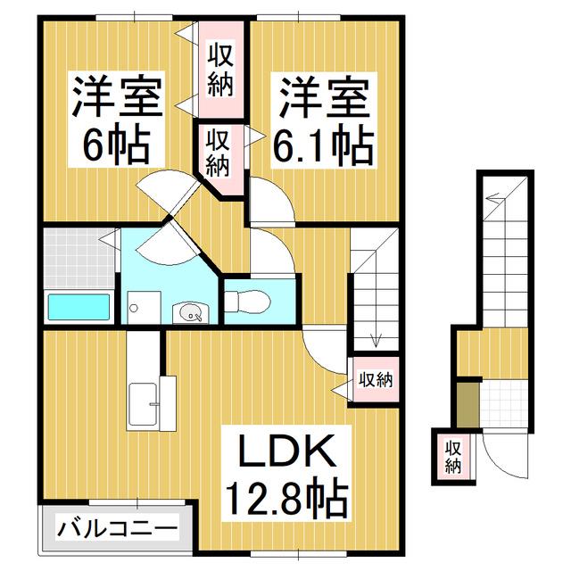 ピュアパレスII(2LDK/2階)の間取り写真