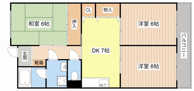コーポサンライズ(3DK/1階)の間取り写真