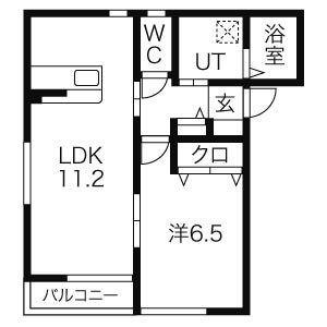 カルミア(1LDK/1階)の間取り写真