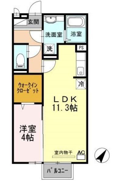 サンシャイン砥堀(1LDK/2階)の間取り写真