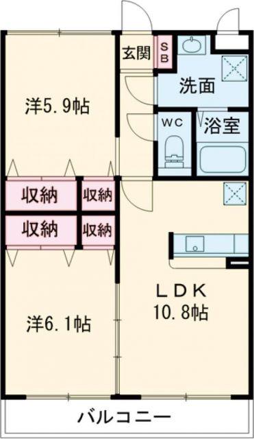BLISS小池原(2LDK/3階)の間取り写真