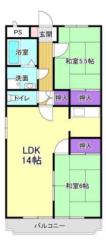 ルミエール小林I(2LDK/3階)の間取り写真