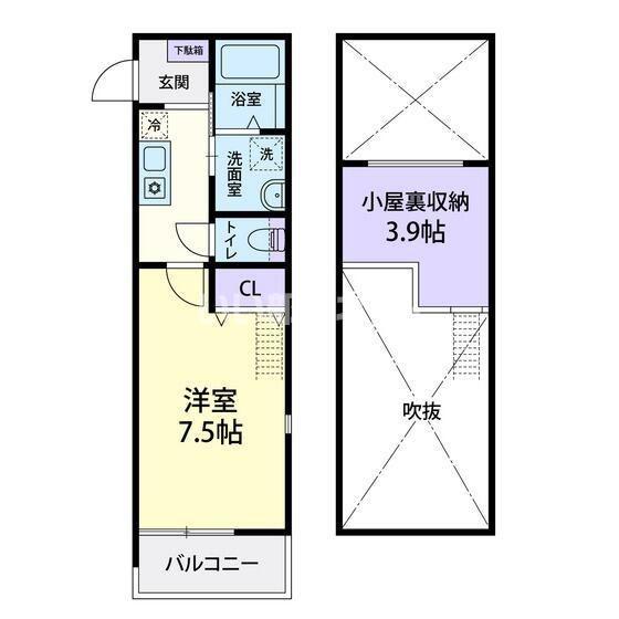 ヨークパレス・3(1K/2階)の間取り写真