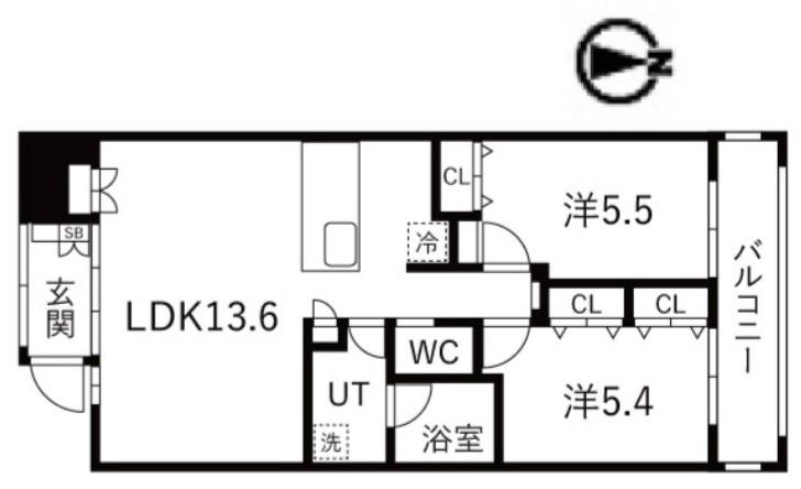 シティコート目黒III(2LDK/2階)の間取り写真