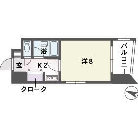 ソレアード赤坂(1K/2階)の間取り写真