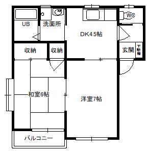 ミルフィーユA(2K/1階)の間取り写真