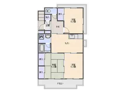 セフィール曲金(3DK/3階)の間取り写真