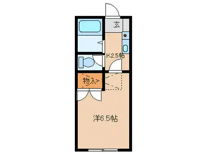 セゾンさつきB棟(1K/2階)の間取り写真