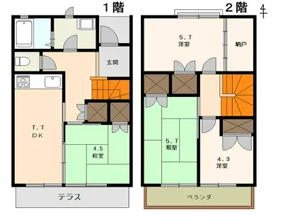 メゾン青野(4DK/1階)の間取り写真