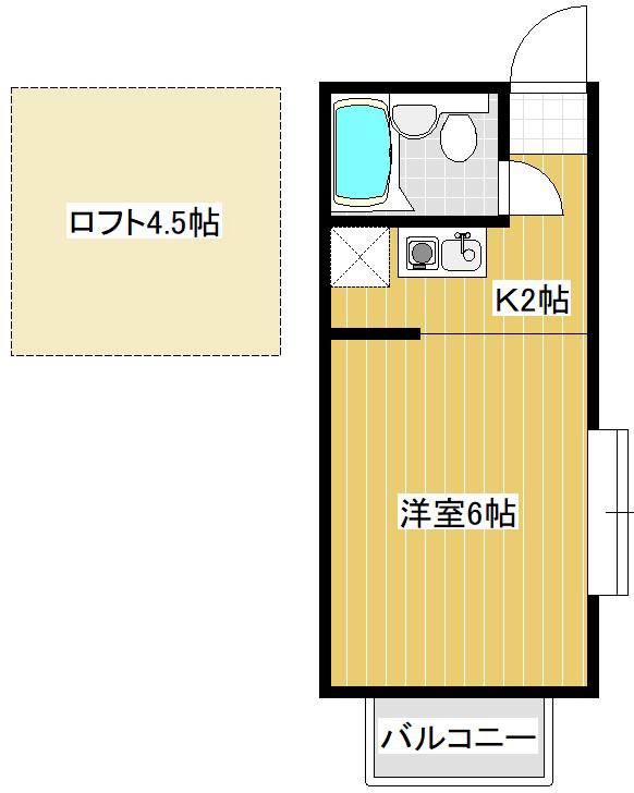 グランモア下津B(1K/2階)の間取り写真