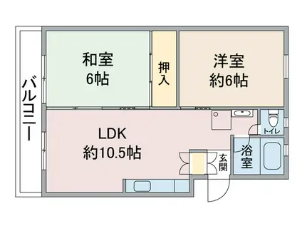 第2大幸ハイツ(2LDK/4階)の間取り写真
