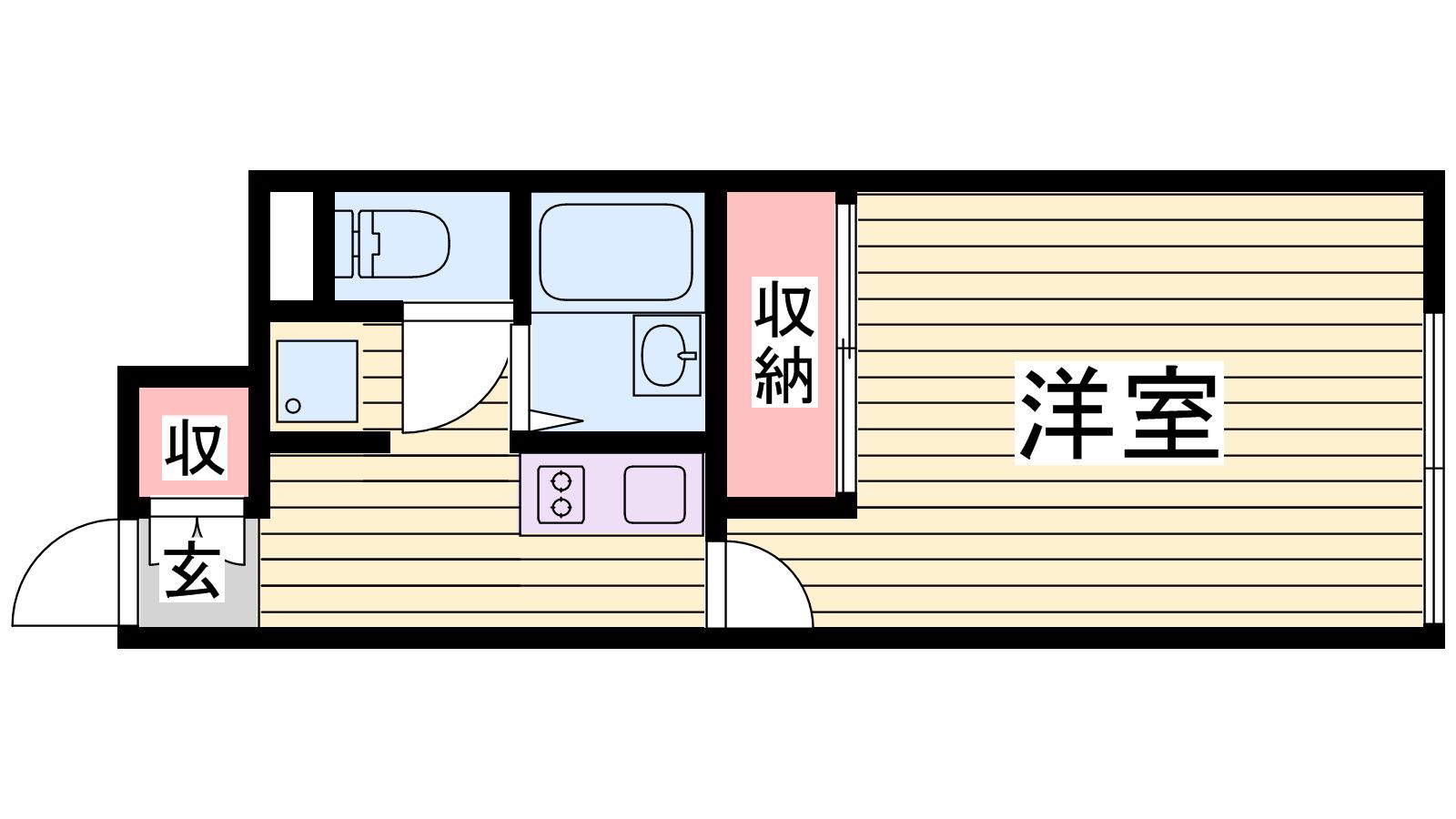 レオネクストタカス壱番館(1K/1階)の間取り写真