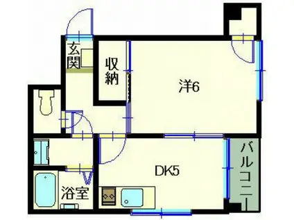 フラット光町(1DK/4階)の間取り写真