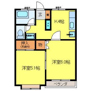 ベルマーレ(2K/2階)の間取り写真