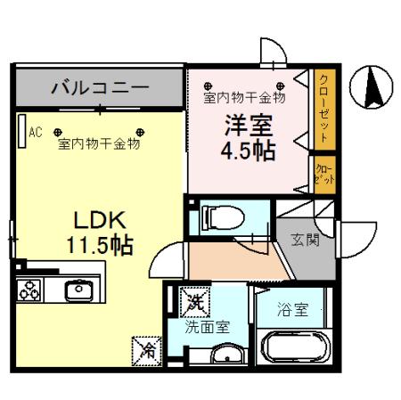 パールスクエア(1LDK/2階)の間取り写真