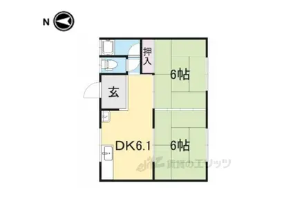 木田ハイツ(2DK/2階)の間取り写真