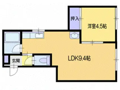 レジデンス花園(1LDK/1階)の間取り写真