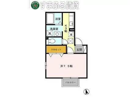 レクエルド137(1K/1階)の間取り写真