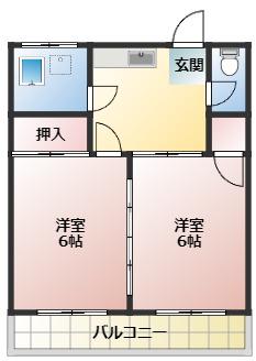 松の上アパート(2DK/2階)の間取り写真