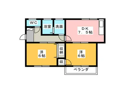 メルベーユ(2DK/2階)の間取り写真