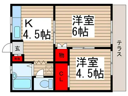 林田コーポ(2K/1階)の間取り写真