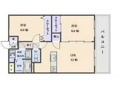 マテール寺田II(2LDK/3階)の間取り写真