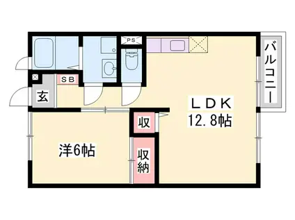 コーポモトカワII(1LDK/2階)の間取り写真