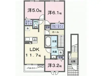 エスプレッシーヴォ(3LDK/2階)の間取り写真