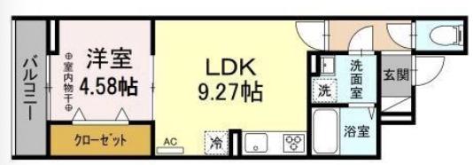 ルリアン西新井本町(1LDK/2階)の間取り写真