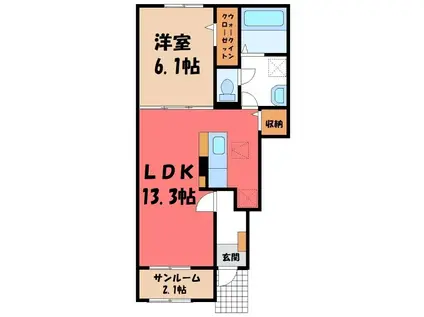 メゾン リヴィエール IX(1LDK/1階)の間取り写真