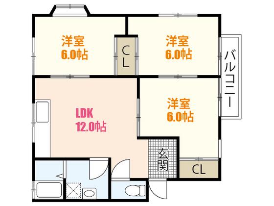 ハイム寺尾(3LDK/1階)の間取り写真