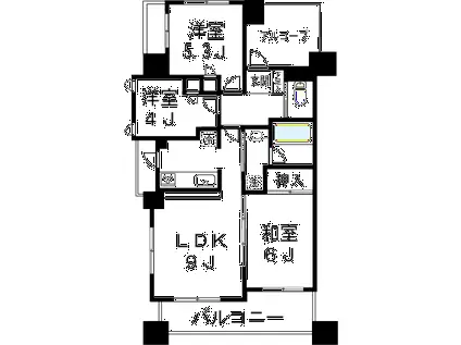 ナイスエスアリーナ川崎駅前通(3LDK/4階)の間取り写真