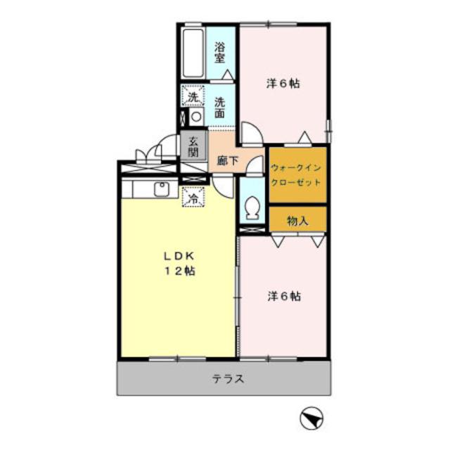 クレールN(2LDK/2階)の間取り写真