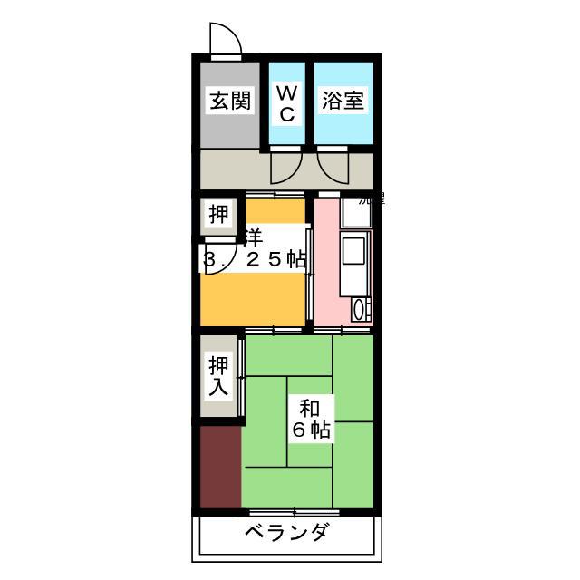 丸井荘(2K/2階)の間取り写真