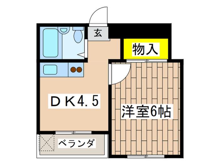 ジュリアハイツ(1DK/3階)の間取り写真